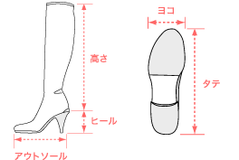 ブーツ・シューズ 実寸サイズ図