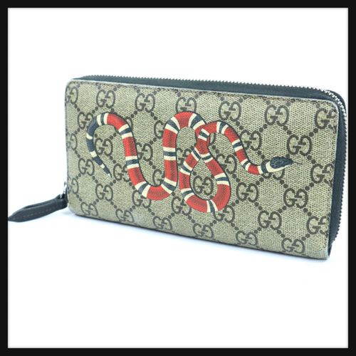 値下げ Gucciグッチ ラウンドファスナー 長財布 ヘビ スネーク 蛇 長財布 Reachahand Org