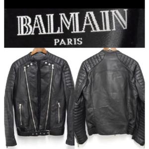 BALMAIN HOMME（バルマンオム） 13AW ラムスキンバイカーレザージャケット Biker lamb leather jacket 46 ブラック メンズ 観音開き