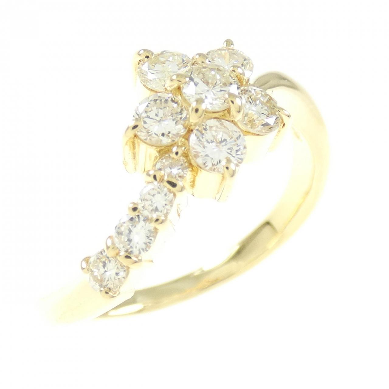Authentic K18YG Flower Diamond Ring 0.53CT #260-007-888-0597