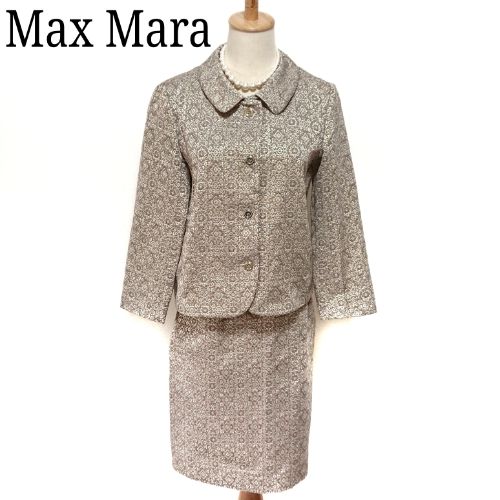 極美品 Max Mara Weekend スカートスーツ スーツ上下 ママスーツ 花柄刺繍 光沢 キラキラ シャンパンゴールド レディース 38 Sのフリマ商品 Kante Komehyo