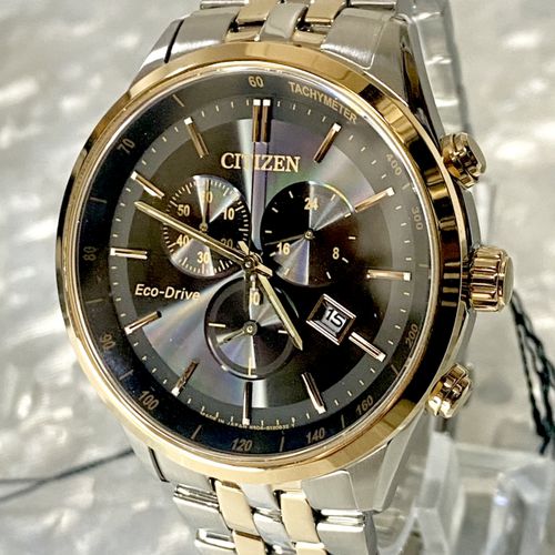 限定品レア シチズンcitizen 高級メンズ腕時計 クロノグラフ エコドライブ ソーラークォーツ ブラック ゴールド シルバーのフリマ商品 Kante Komehyo