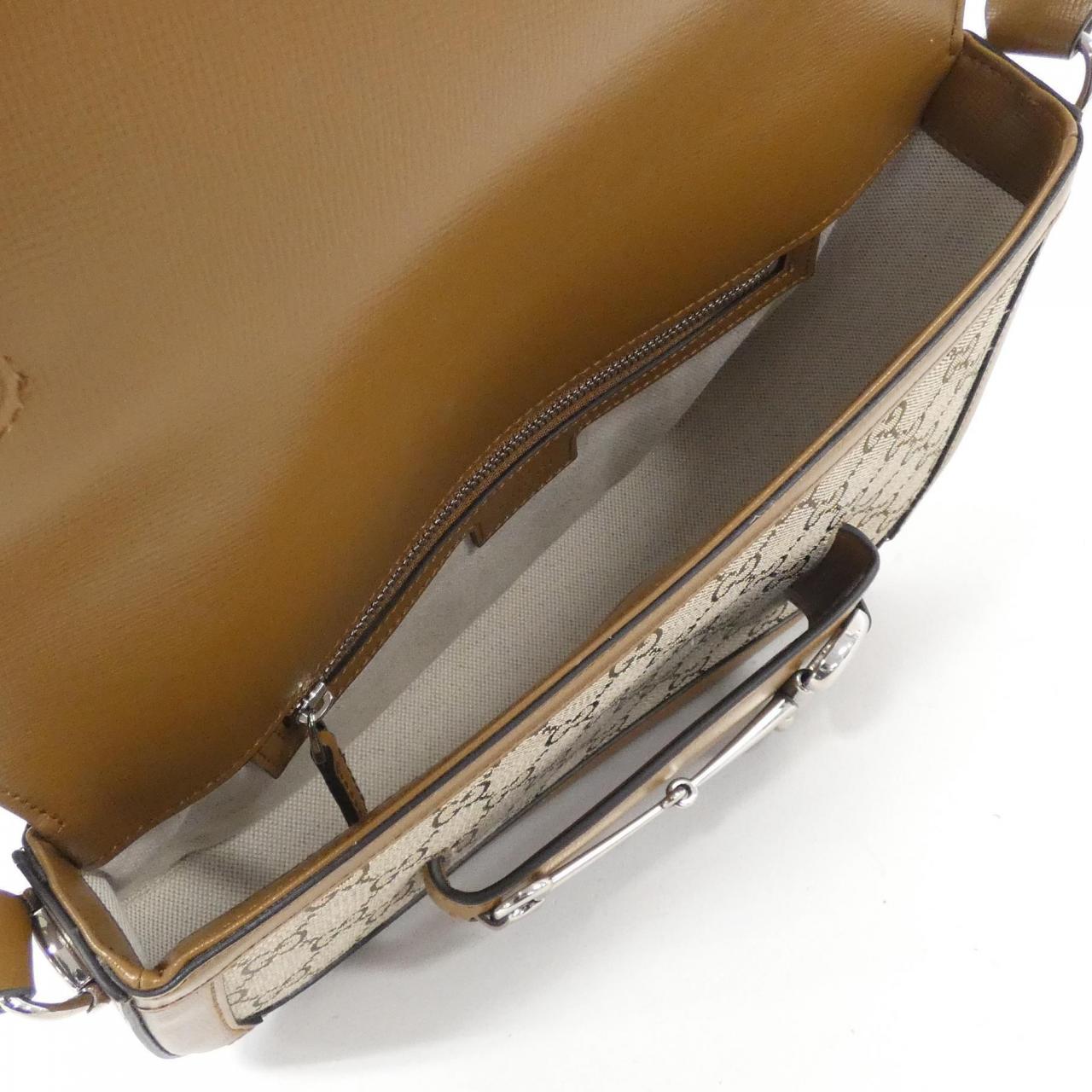 GUCCIバッグ Gucci Horsebit 1955 mini bag in beige and dark brown GG