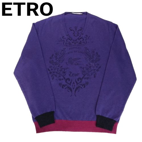 極美品 レア ETRO ニット セーター プルオーバー トップス ビッグロゴ 