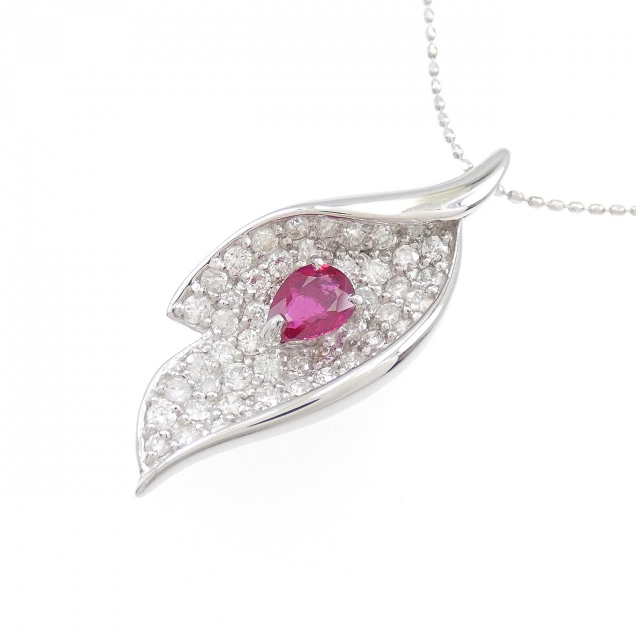 ❣️Ruby❣️（107。957） Authentic K18WG Ruby Necklace 0.46CT #270-003-959-3167 | eBay