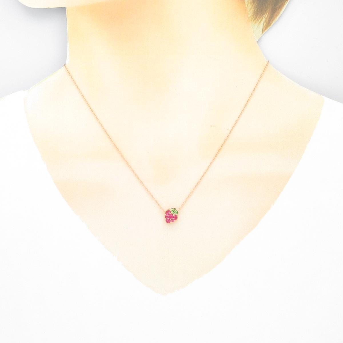 ポンテヴェキオ18KPG大人可愛い苺ネックレスルビー・サファイヤ