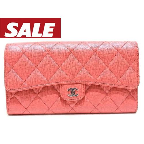 シャネル マトラッセ 長財布 A キャビアスキン ピンク レディース 中ファスナー Chanel シルバー金具 ココマーク 3dのフリマ商品 Kante Komehyo