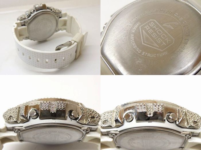 カスタム カシオ 時計 ■ DW-6900NB G-SHOCK Gショック ホワイト ラインストーン デジタル メンズ クォーツ 腕時計 CASIO □3H 