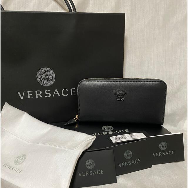 新品 本物正規品 Versace メンズ レザー ラウンドファスナー 長財布 黒のフリマ商品 Kante Komehyo