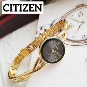 CITIZENレディース腕時計 ゴールド×ブラック エコドライブ 新品 海外限定