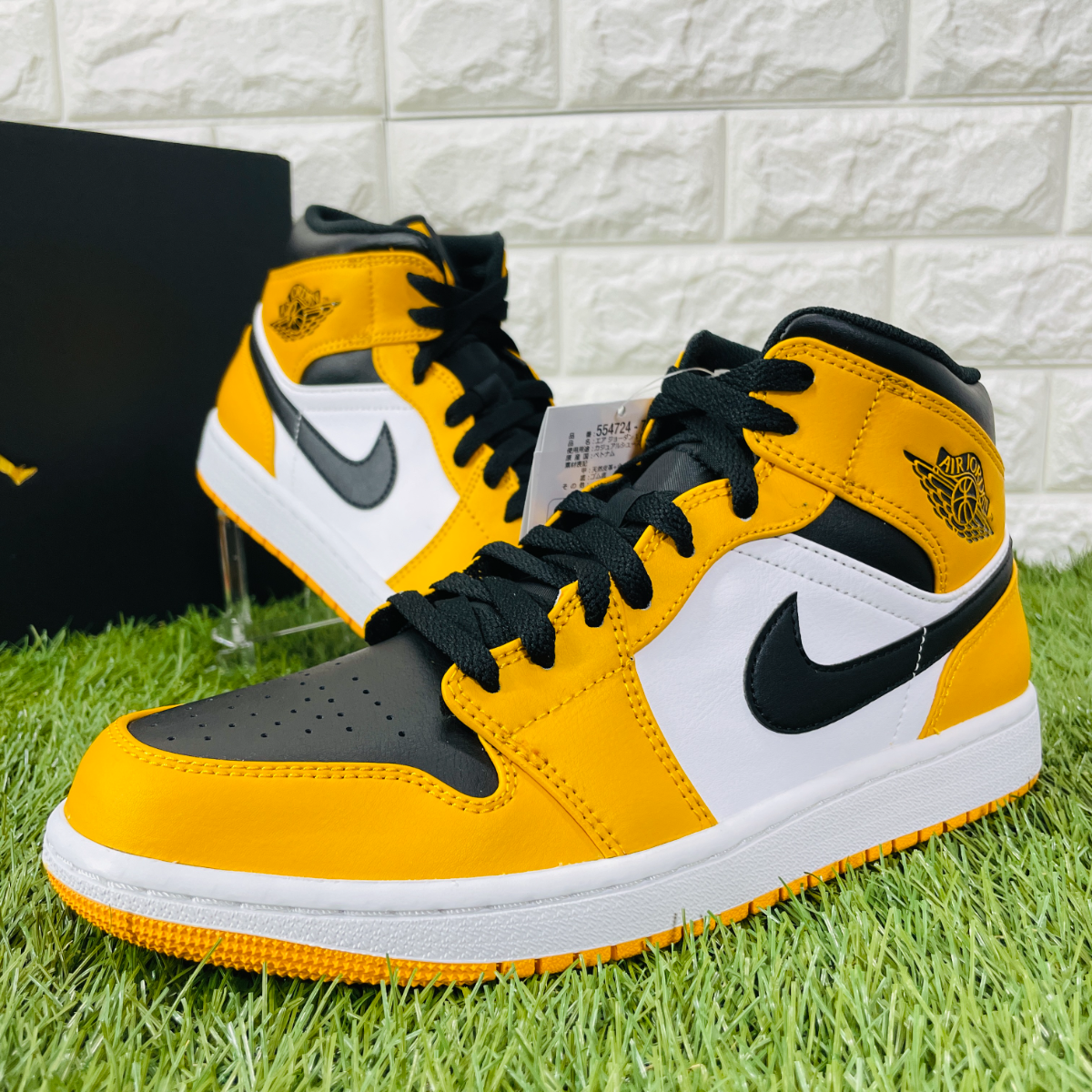 販売取寄 ナイキ エア Aj1 白黒黄 メンズスニーカー Nike ミッド 1 ジョーダン スニーカー