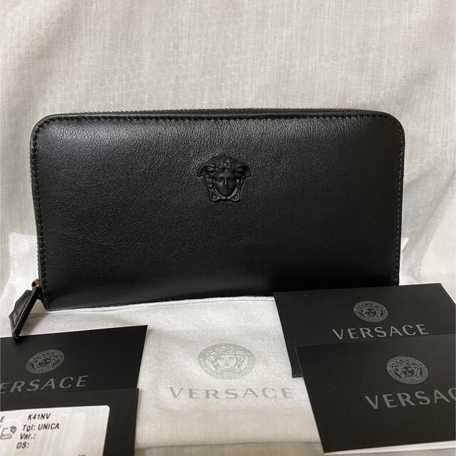 新品 本物正規品 Versace メンズ レザー ラウンドファスナー 長財布 黒のフリマ商品 Kante Komehyo