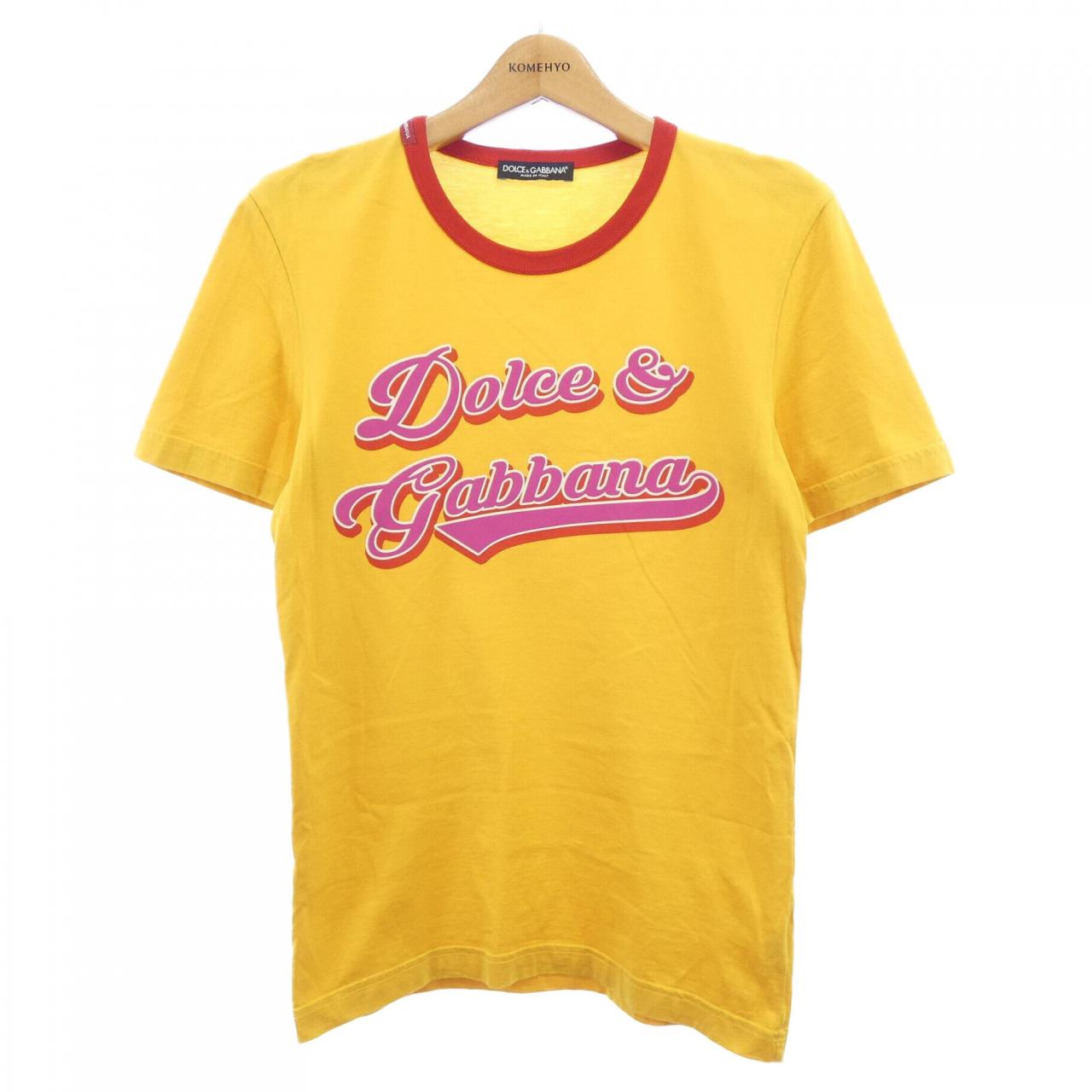 黄色好きさんラグジュアリーセット DOLCE&GABBANA ビジューTシャツ Dolce & Gabbana bright yellow cotton t-shirt with a 3d