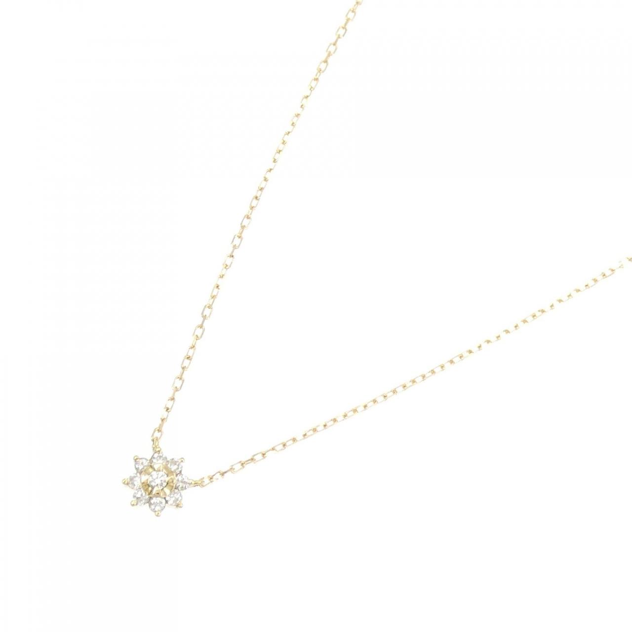 Authentic K18YG Flower Diamond Necklace 0.15CT #260-006-128