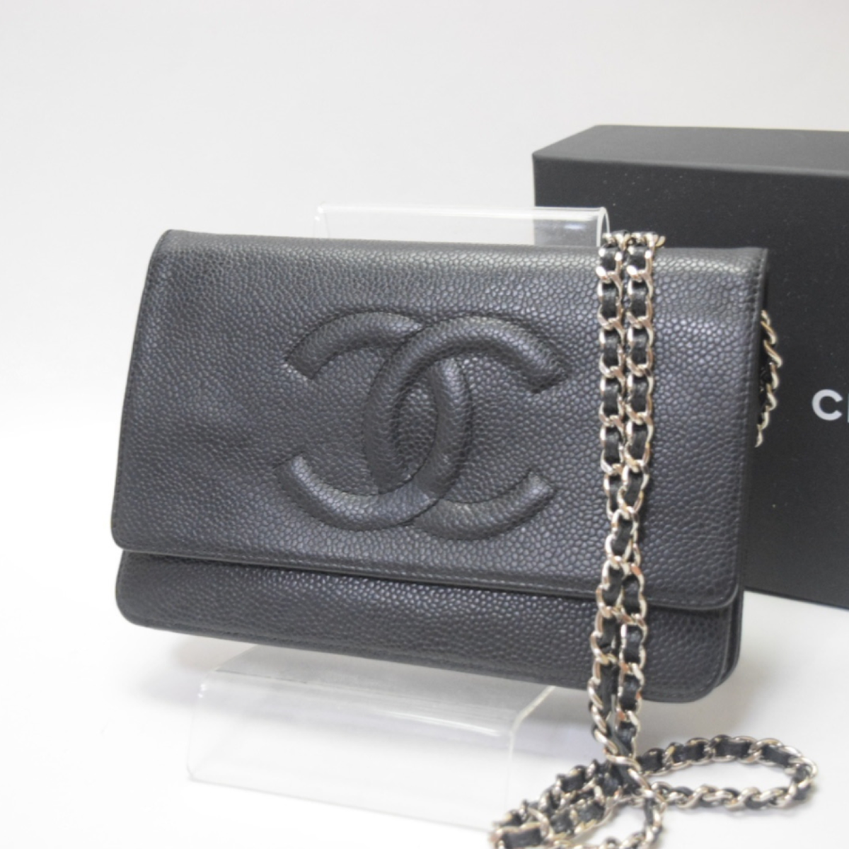 カード CHANEL - CHANELシャネル チェーンウォレット キャビアスキン