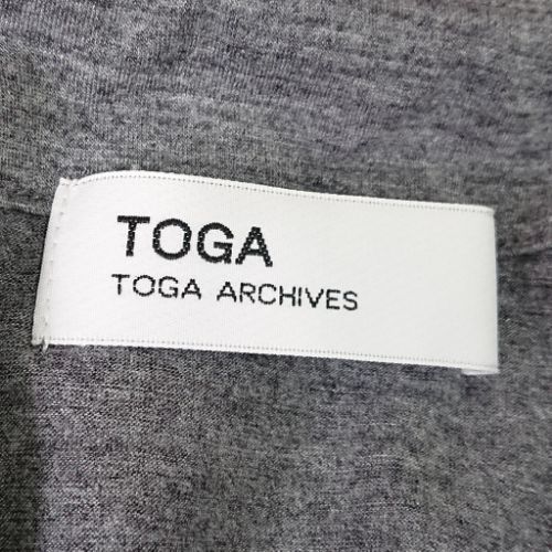 美品 TOGA ARCHIVES ロングワンピース ジャンパースカート キャミ ニット 変形 フリル フリンジ グレー レディース 婦人 1 S