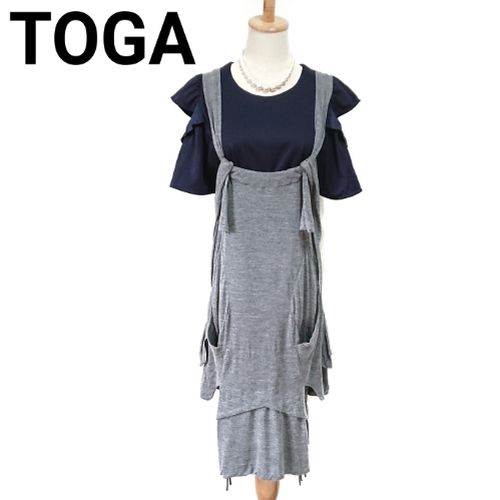 美品 Toga Archives ロングワンピース ジャンパースカート キャミ ニット 変形 フリル フリンジ グレー レディース 婦人 1 Sのフリマ商品 Kante Komehyo