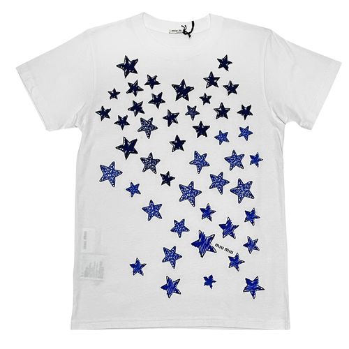 新品ミュウミュウ 星柄Tシャツ 白×青 #XS #M #L miu miuのフリマ商品 