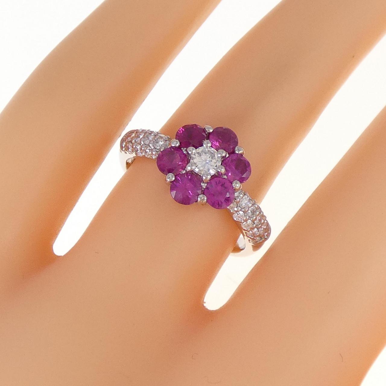 フラダンス Ruby Ring Authentic PT Flower Ruby Ring 1.18CT #260-007-742-9612 | eBay