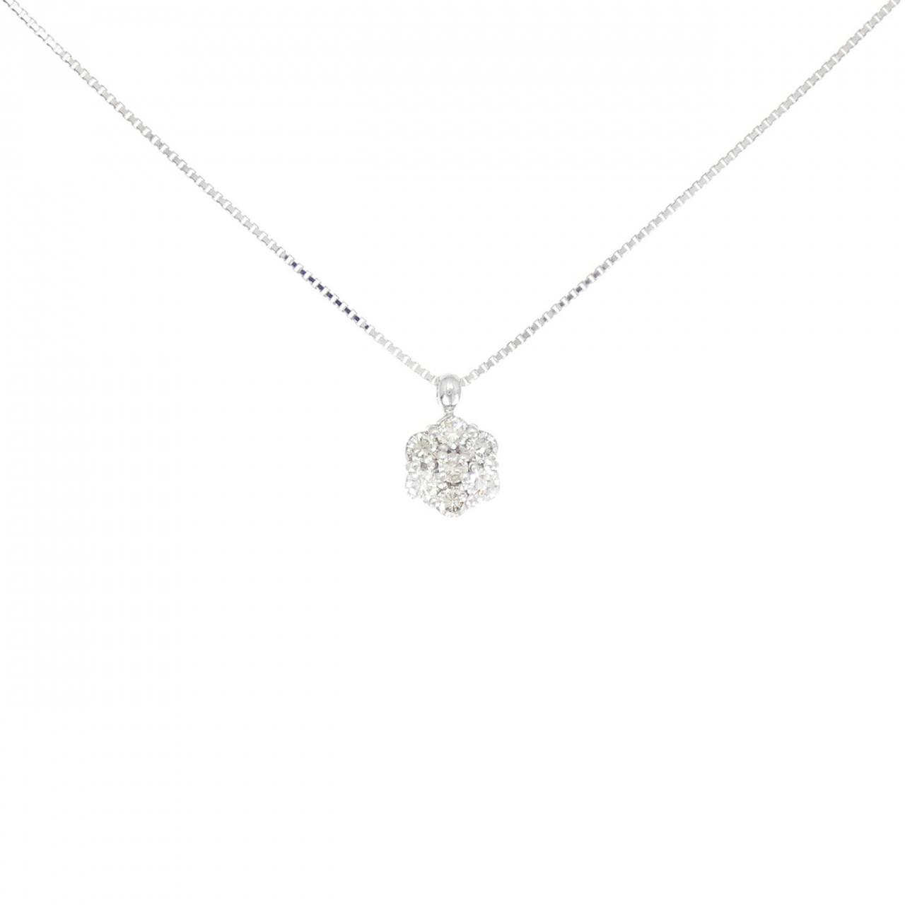 アクセサリー K18 WG NECKLACE Authentic K18WG Flower Diamond Necklace 0.33CT #270-004-057-6609