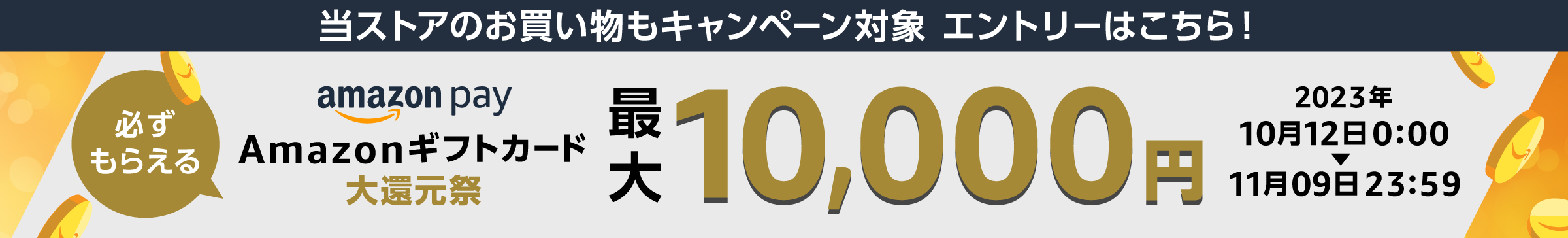 Amazon pay Amazonギフトカード大還元祭 最大10,000円が必ずもらえる