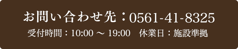 お問い合わせ先：0561-41-8325 受付時間：10:00〜19:00