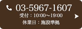 お問い合わせ先：03-5967-1607 受付時間：10:00～19:00